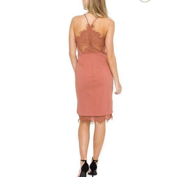 NWT ASTR the Label Coral Cedar Peeking Lace Bodycon Dress - Picture 2 of 11